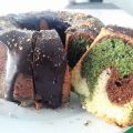 Gâteau marbré matcha-chocolat-vanille