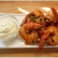 Crevettes au paprika fumé, trempette à la lime