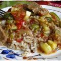 Sauté de porc aux olives et aux légumes d