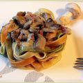 Tagliatelle tricolores aux champignons