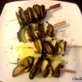 Brochette de légumes aubergines et courgettes