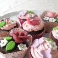Vintage cupcakes (chocolat, fraise, coquelicot)