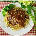 Escalopes de veau, sauce poivre-champignons,[...]