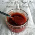Compote à la rhubarbe, fraises et pommes