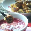 Escargots de crêpes frits & leur coulis fraise