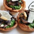 Tartelettes aux champignons aillés, crème d