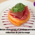Melon charentais et jambon serrano, réduction[...]
