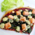Pizza saumon, épinards et bleu
