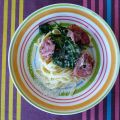 Tagliatelles aux pousses d'épinard et pancetta