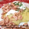 Crevettes grises, oeufs pochés sur un lit de[...]