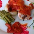 Cuisses de poulet sauce tomates/champignons