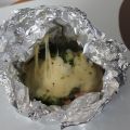 Papillote de saumon, brocolis et mozzarella