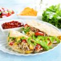 Tacos bœuf, crudités et fromage