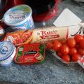 Tarte thon, sardines et tomates