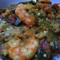 Okras aux scampi - Okras with shrimp