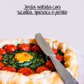 Torta salata  con ricotta, spinaci e pesto