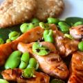 Salade de saumon, épinards et fèves, galettes[...]