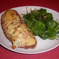 Tartine jambon-fromage / salade de pourpier,[...]
