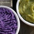 Purée de vitelottes ~ purée de brocolis,[...]