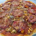 Pizza moules, champignons et chorizo