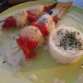 Brochettes de st jacques tomates confites,[...]