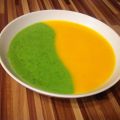 Soupe Carotte/gingembre et soupe Pois/épinards