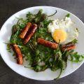 Œuf frit, txistorra et piment de padron