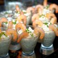 Verrines de crème d'asperges aux crevettes
