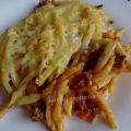 Gratin de pâtes au coulis de tomate au bœuf