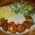 Brochettes de poulet, sauce érable et balsamique