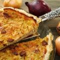 Tarte aux oignons, jambon et fromage de chèvre