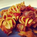 Pasta aux merguez et poivrons..