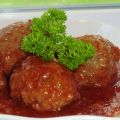 Boulettes de bœuf, sauce aux pêches