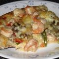 Pizza aux crevettes et aux légumes, délicieuse[...]