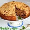 Irish apple crumble cake with blackberries