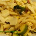Pâtes au prosciutto croustillant, au courgette[...]