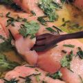 Saumon confit aux herbes (cuisson basse T°)