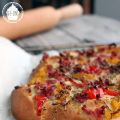 Fougasse aux lardons et aux poivrons grillés