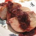 Poulet, sauce aux cerises et au porto