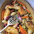 Cuisses de poulet aux légumes au four