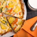 Quiche saumon, pommes de terre et fromage Brie