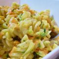 Pâtes crémeuses au brie, carottes et courgettes