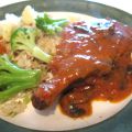 Cotelettes de porc, sauce rosée aux champignons