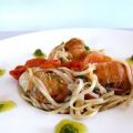 Spaghettis aux langoustines, tomates cerise et[...]