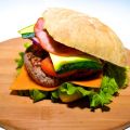 Hamburger, courgette, cheddar et bacon